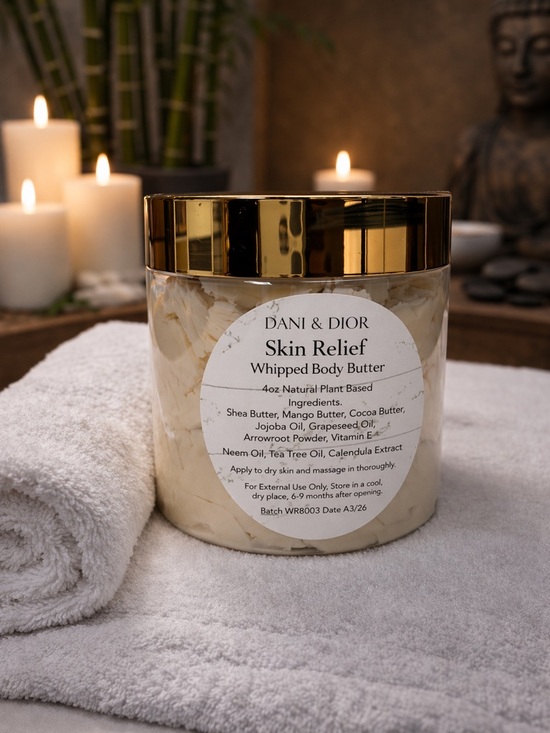 Other - 4oz Skin Relief Whipped Body Butter jar top color may be gold black or white